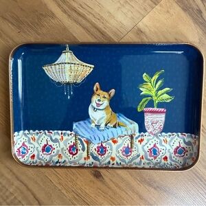 New Punch Studio Metal 6”x4” Tray Welsh Corgi Dog Rectangular Decorative Decor